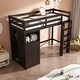 preview thumbnail 4 of 18, Espresso Twin Size Loft Bed with Wardrobe, Storage Shelves and Ladder for Kids, Boys and Girls