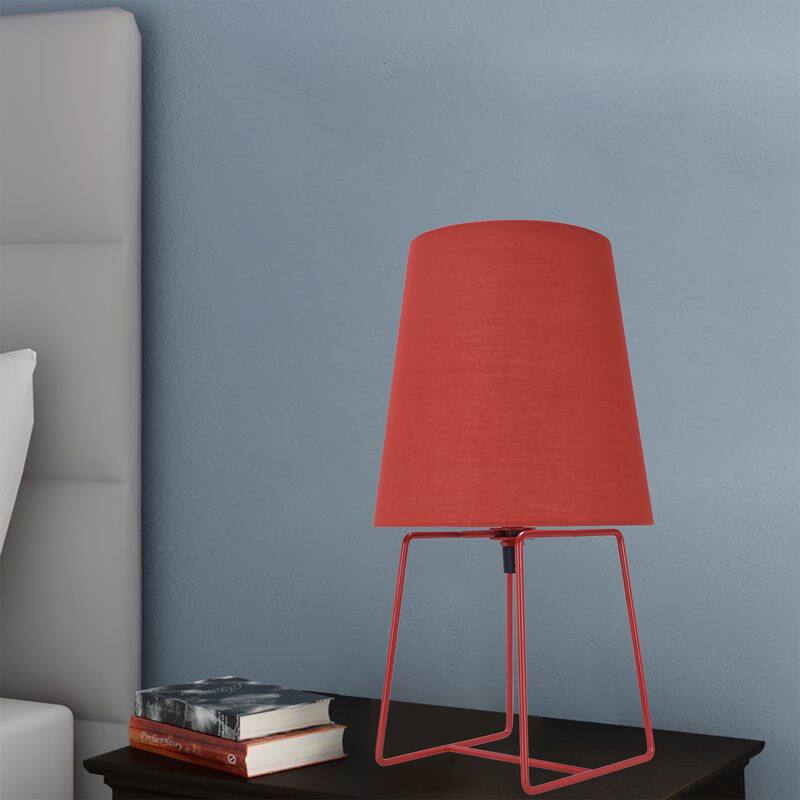 Aspen Creative 13" High Transitional Metal Accent Table Lamp, Red Painted Finish and Empire Shaped Lamp Shade in Red, 7" Wide