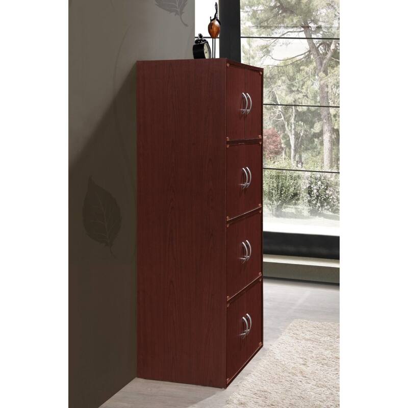 54" Mahogany Brown Multi-Purpose Bookcase Cabinet with Doors