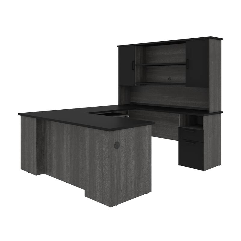 Bestar Norma 71W U or L-Shaped Executive Desk with Hutch
