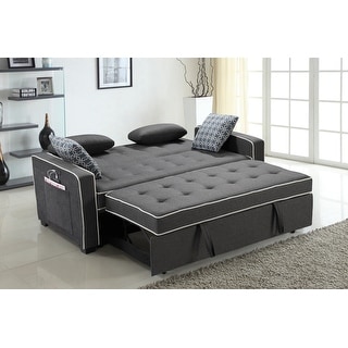 Austin Modern Gray Fabric Sleeper Sofa with 2 USB Charging Ports and 4 ...