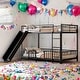 preview thumbnail 21 of 36, Unique Design Twin over Twin Size Metal Bunk Bed with Slide and Guardrails Black