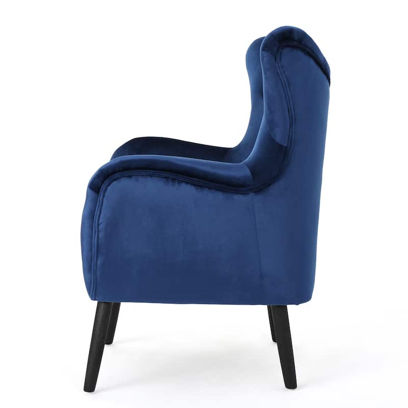 Navy Blue 34.25" Velvet Wingback Arm Chair