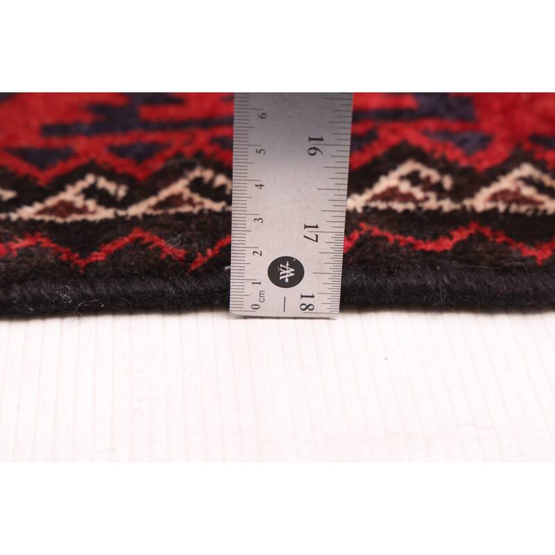 ECARPETGALLERY Hand-knotted Baluch Red Wool Rug - 3'1 x 6'10
