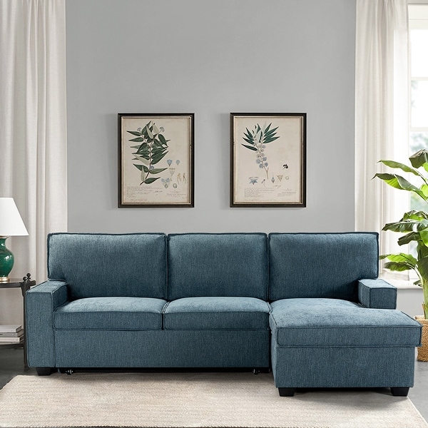 Giul Modern Pull Out Sleeper Sectional Sofa Bed with Storage Chaise by HULALA HOME