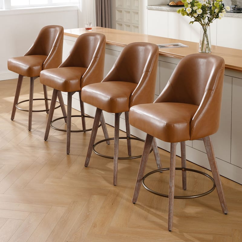 26" Counter Height Swivel Bar Stool, Upholstered Counter Stools - 39.37" (H) x 22.44" (D) x 21.65" (W)