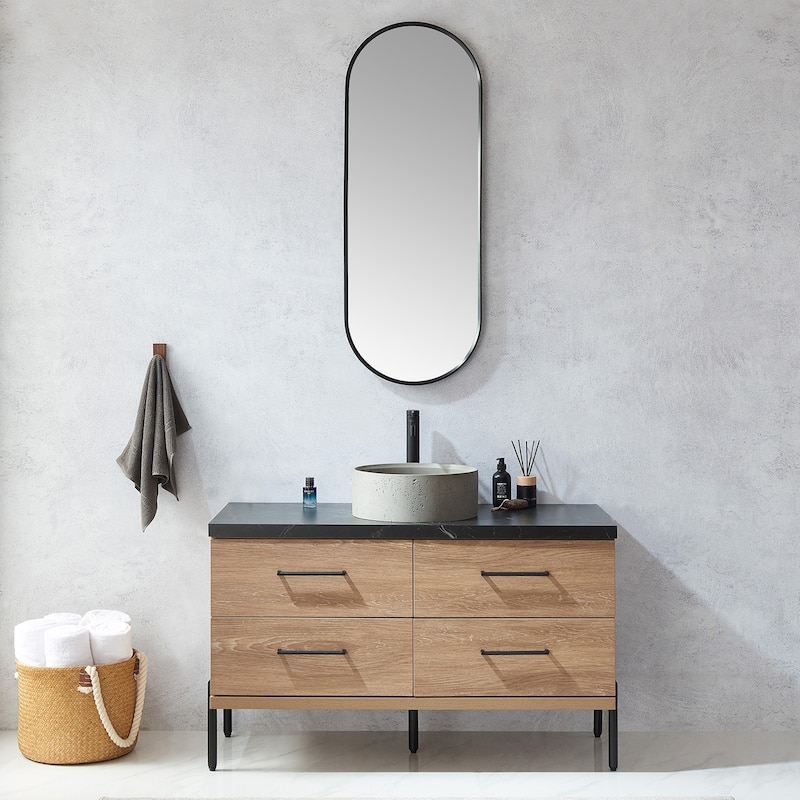Vinnova Luarca 18 in. W x 48 in. H Oval Metal Wall Mirror