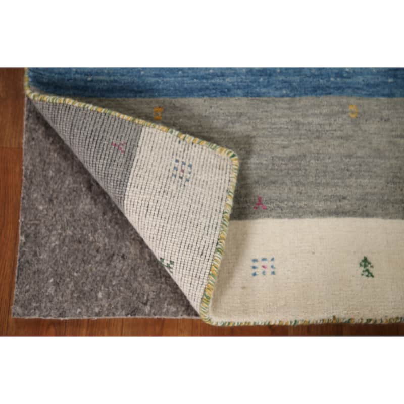 Striped Gabbeh Indian Rug Hand-Knotted Wool Carpet - 2'6"x 4'11"