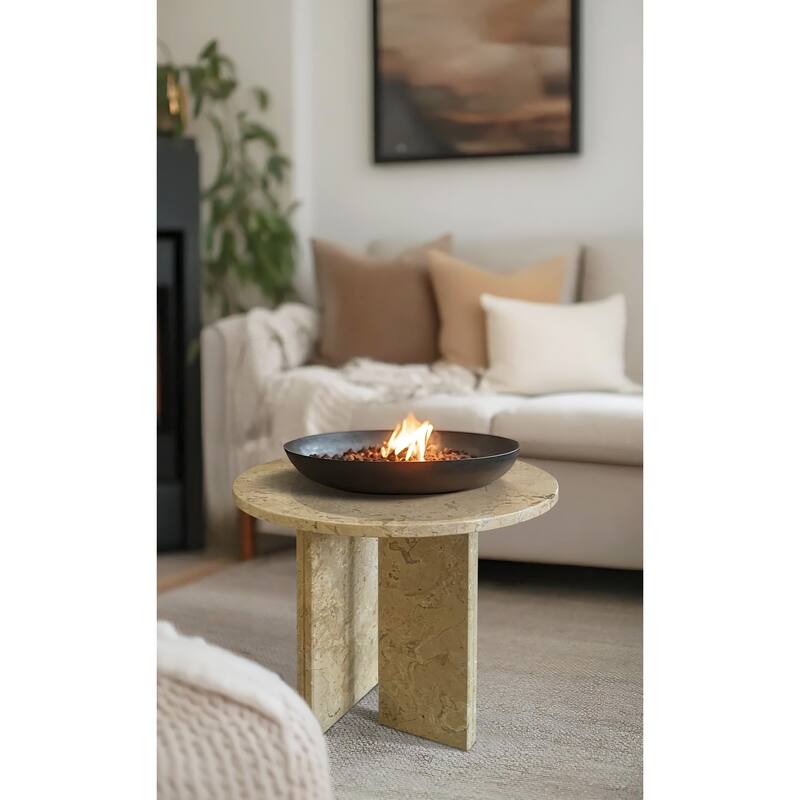 Gray Blue Natural Marble Coffee Table Living Room Table with Natural Stone Polished Surface, for Living Room