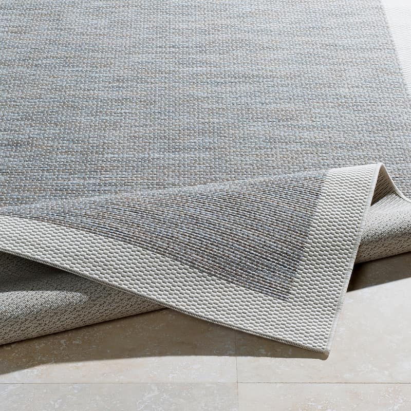 Cammie Solid Bordered Outdoor Area Rug