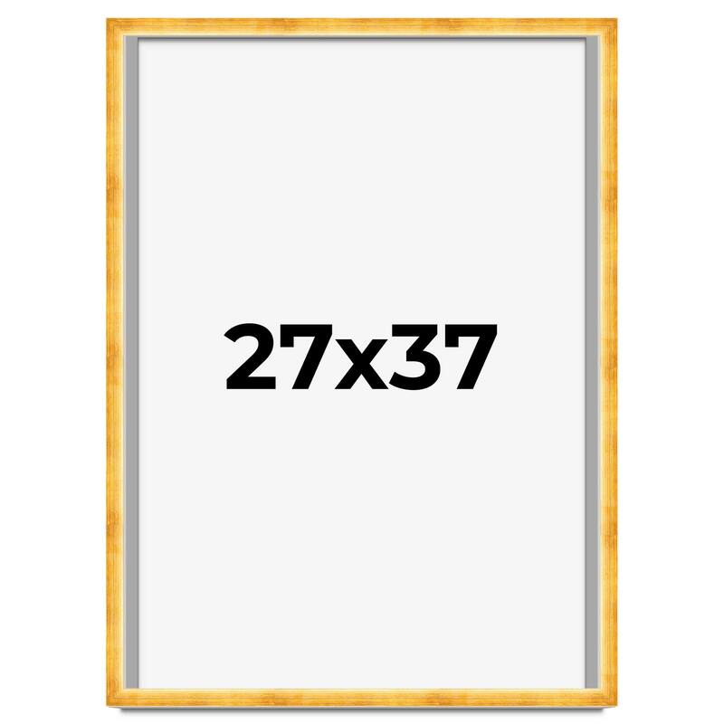 27x37 Shadow Box Frame Gold | 1.625 Inches Deep Real Wood Traditional