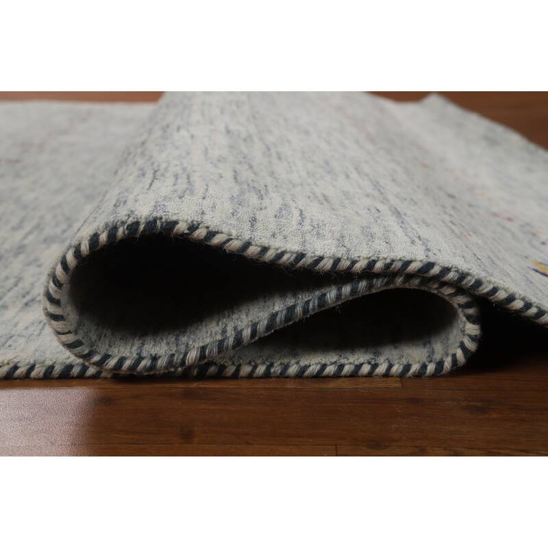 Hand Knotted Oriental 100% Wool Carpet Tribal Animal Pictorial Beige & Ivories Gabbeh Area Rug - 7' 10'' X 5' 5''