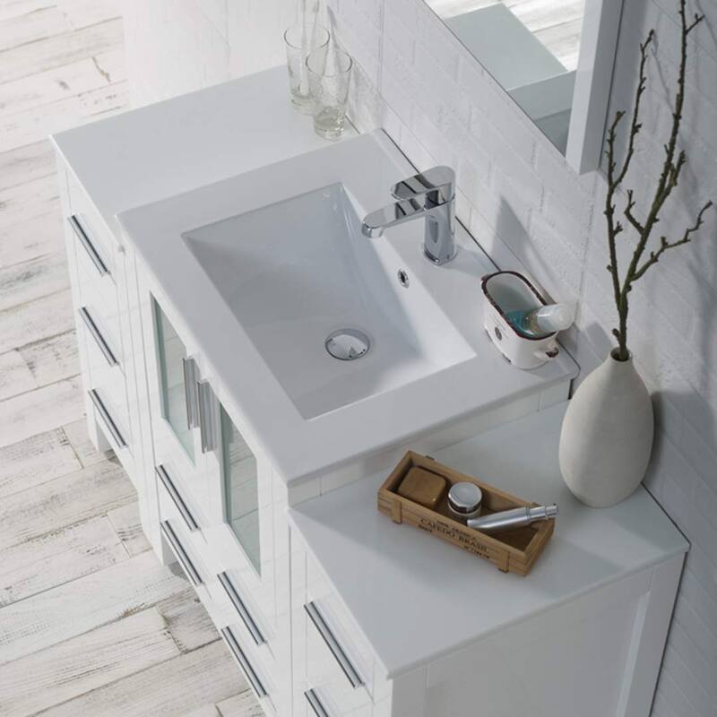 Blossom 48" Solid Wood Bathroom Vanity w/ Ceramic Sink & Side Cabinet