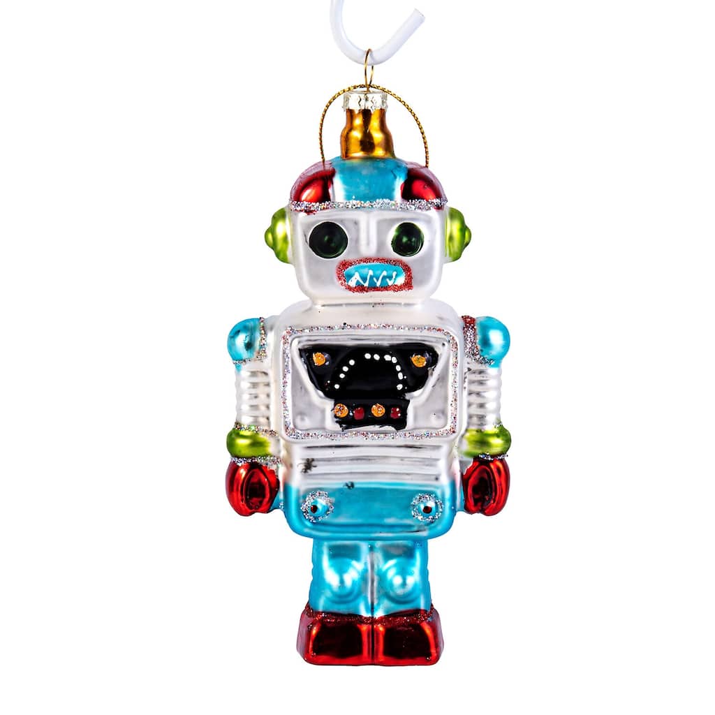 Robot Glass Christmas Tree Ornament - 2.8 х 1.6 х 5.75"