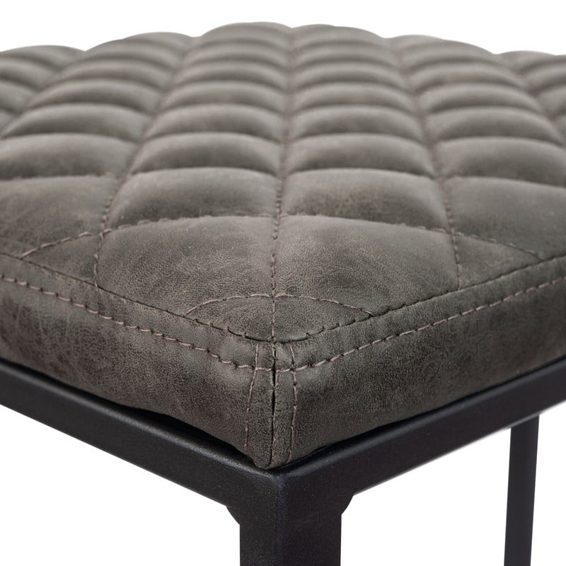 Quincy Leather Quilted Counter Height Barstool (Set of 2) with Upholstered Square Seats & Footrest for Home Bar & Kitchen