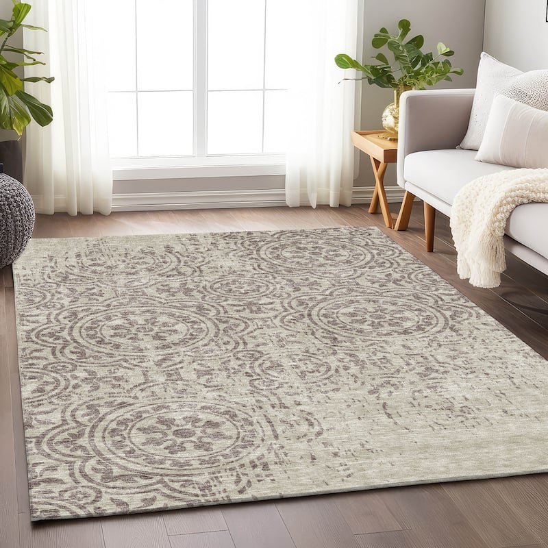 Premium Washable Super Soft Vanishing Medallion Mayfield Rug - Taupe - 5' x 7' 6"