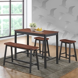 4 pcs Solid Wood Counter Height Dining Table Set-Coffee - Bed Bath ...