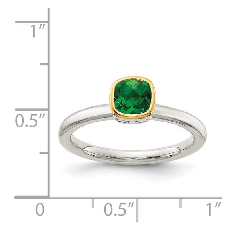 Curata 925 Sterling Silver With 14k Accent Created Emerald Ring