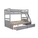 preview thumbnail 5 of 44, Versatility Twin over Full Wooden Kids Bed Bunk Bed with Two Storage Drawers,Ladder and Guardrails