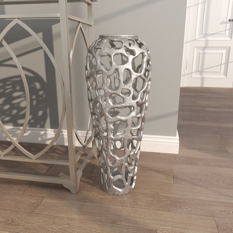 Gold Aluminum Metal Cutout Coral Decorative Vase