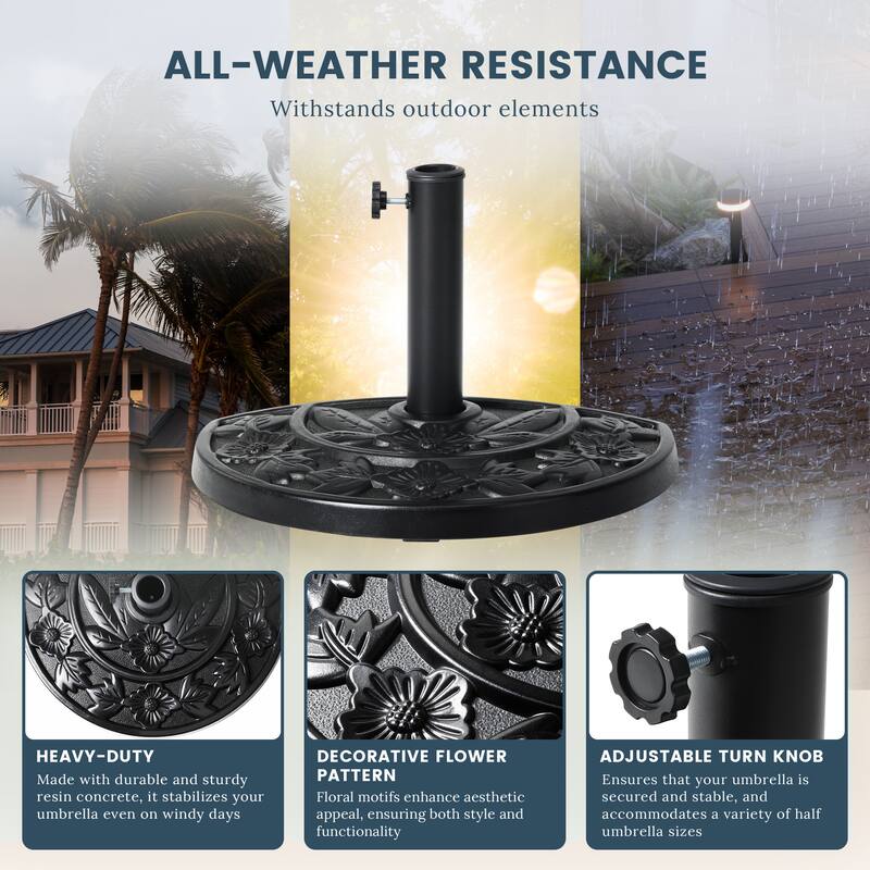 Isle Half Round Outdoor Patio Umbrella Base Stand
