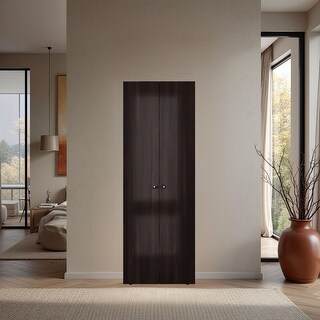 Home 2 Doors Closet System Armoire, Hanging Rod And Storage Shelf, Modern Armoire For Bedroom Organization Storage