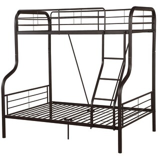 Minimalist Design Black Twin Over Full Bunk Bed with Built-in Ladder,Multifunctional Bunk Bed
