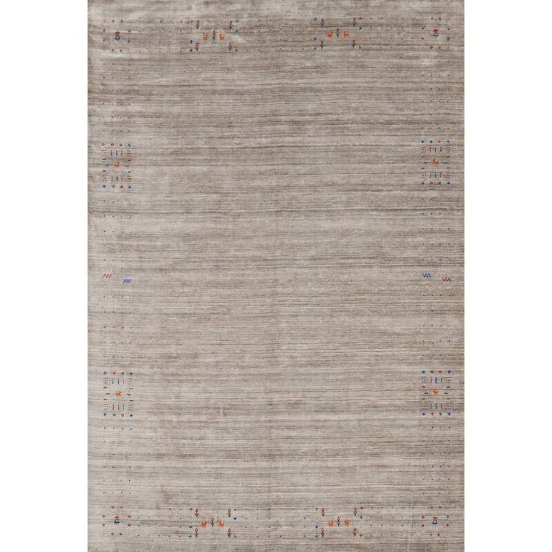 Hand Knotted Oriental 100% Wool Carpet Tribal Animal Pictorial Beige & Ivories Gabbeh Area Rug - 12' 2'' X 9' 2''