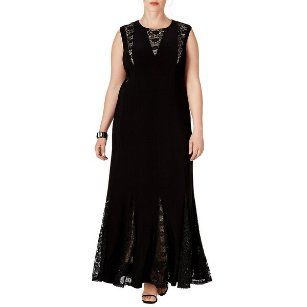 r&m richards plus size sleeveless beaded gown