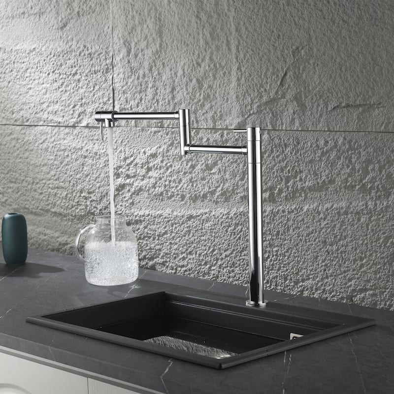Modern Two Handle Solid Brass Folding Stretchable Pot Filler Faucet