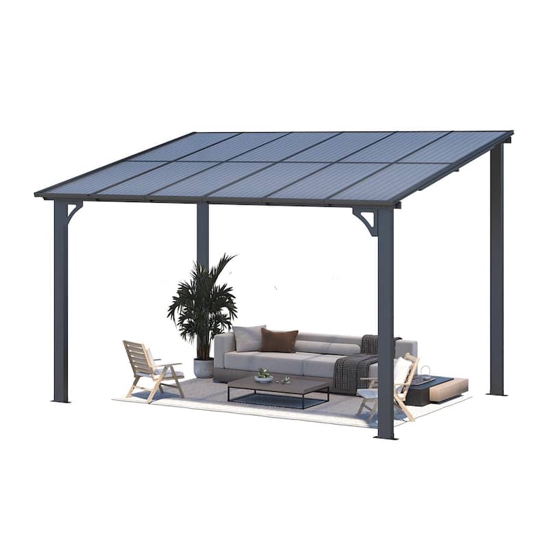 8x12ft Wall Mounted Gazebos Pergola, Outdoor Lean to Gazebo Awnings