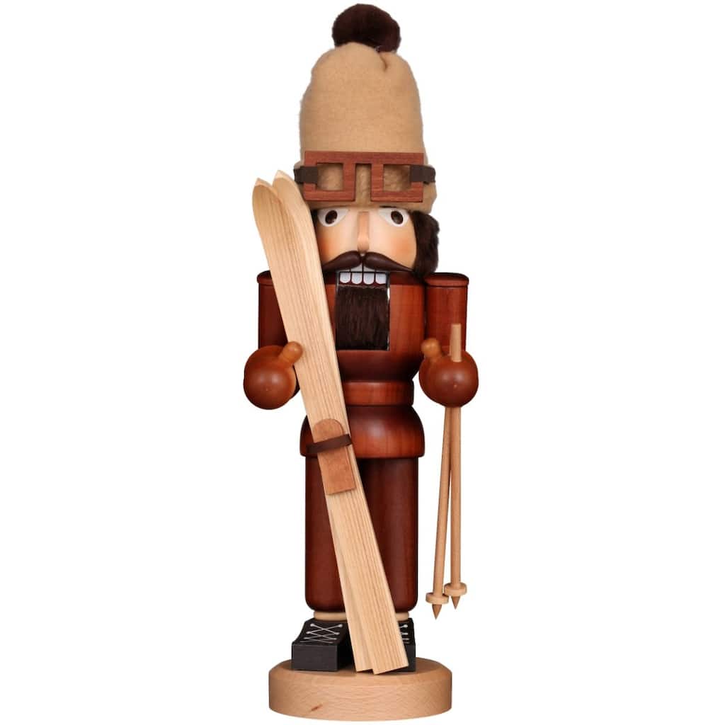 17" Free Christian Ulbricht Handcrafted Wooden Skier Nutcracker