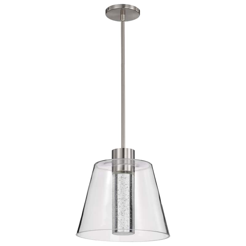 Aura 12 Inch LED Pendant Brushed Nickel K9 Bubble Crystal 3000K CCT - Brushed Nickel - Brushed Nickel