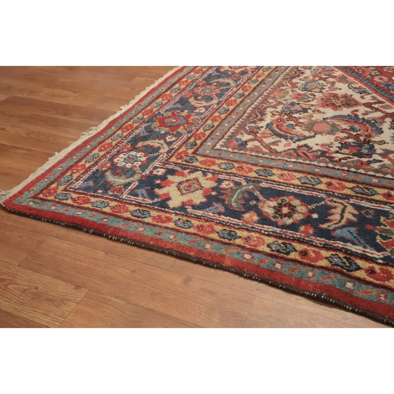 Hand Knotted Oriental 100% Wool Carpet Traditional Floral Red Mahal Area Rug - 12' 0'' X 8' 11''