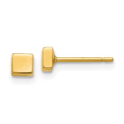 Curata 14k Yellow Gold Polished Small 3mm Square Post Earrings