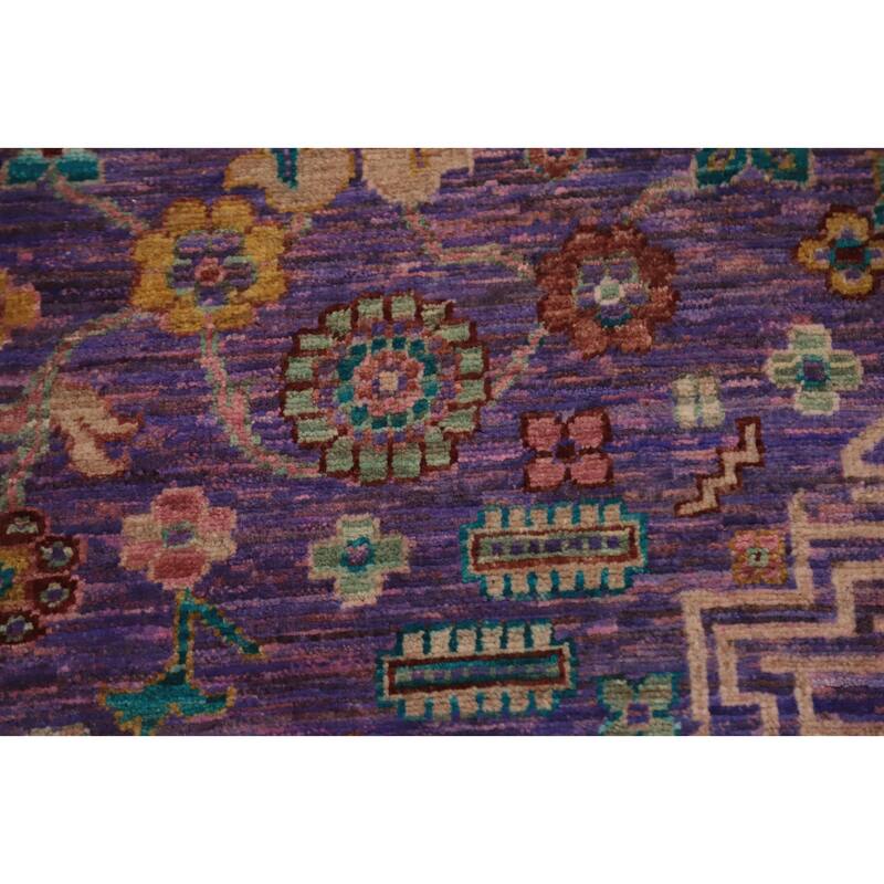 Hand Knotted Oriental 100% Wool Carpet Traditional Floral Purples Ziegler Area Rug - 10' 1'' X 7' 11''