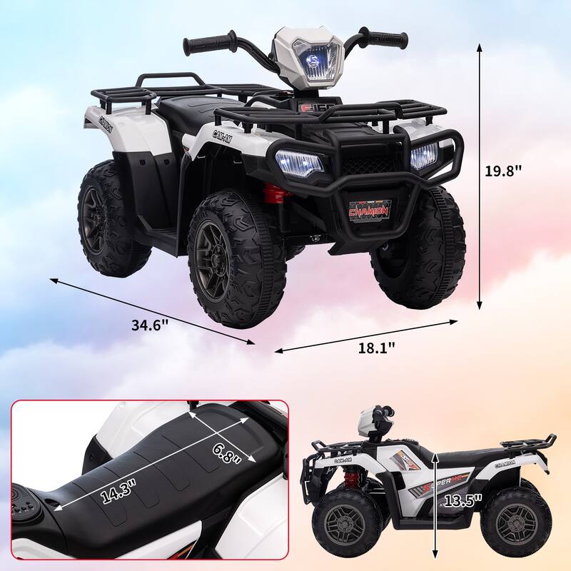 12V Kids Ride on ATV with LED Light, Music, USB,1.5-2.2mph