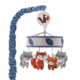 Lambs & Ivy Little Campers Blue/Gray Woodland/Forest Animal Musical Baby Crib Mobile