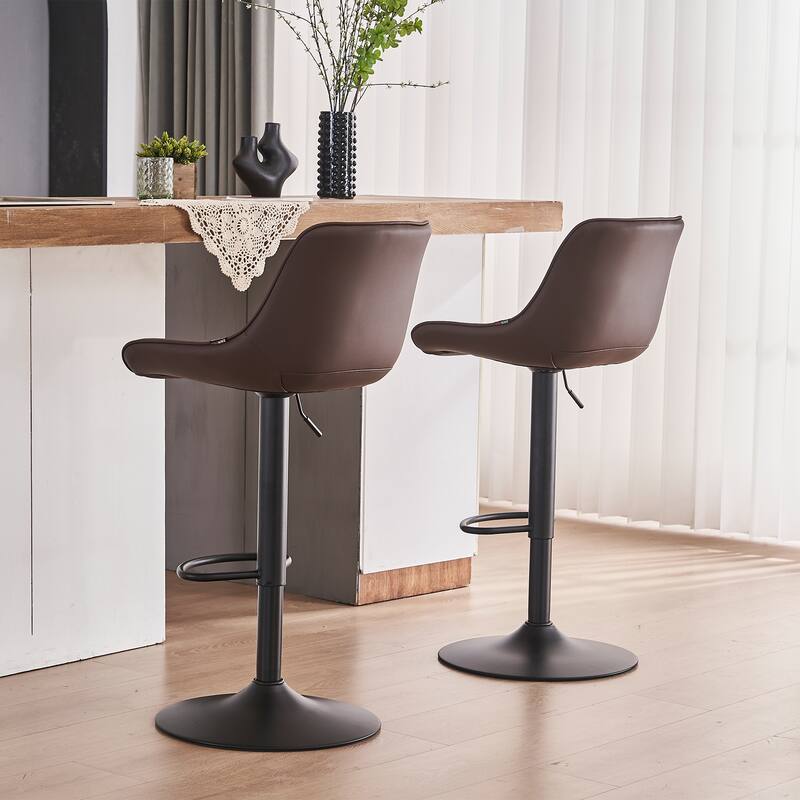 Adjustable Swivel Bar Stools Set of 2 Modern Upholstered Counter Stools