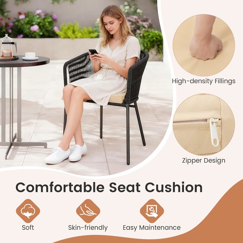 Gymax Patio Dining Chair Set of 4 w/Backrest Armrests Washable