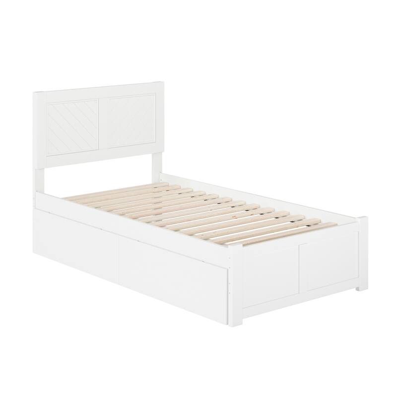 AFI Canyon Twin Platform Bed with Footboard & Storage Drawers in White