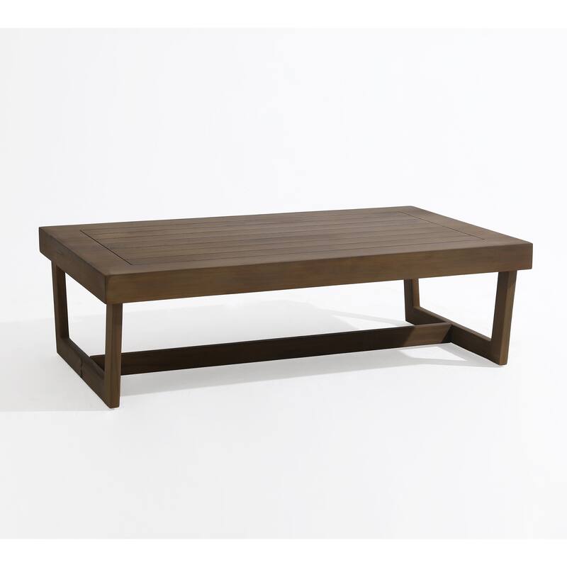 4 Set Outdoor Patio Teak Wood Club Chairs Loveseat with Coffee Table