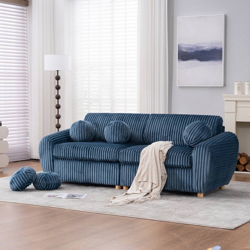 84in Corduroy Sectional Love Seat Couch - Blue