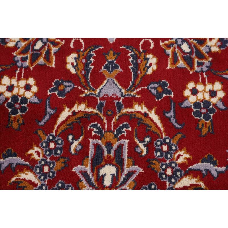 Floral Red Kashan Turkish Rug Machine-Made Medallion Carpet - 9'7" x 12'7"
