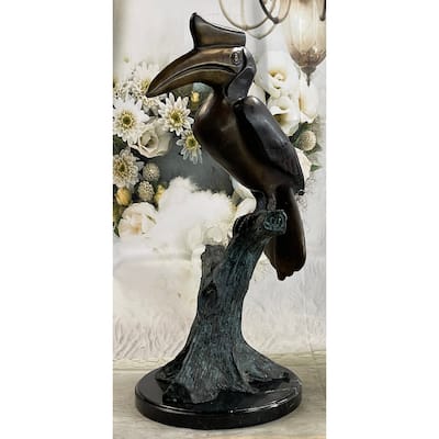 African Hornbill Coastal Bird 100 Percent Solid Bronze Sculpture Figurine Figure Statue