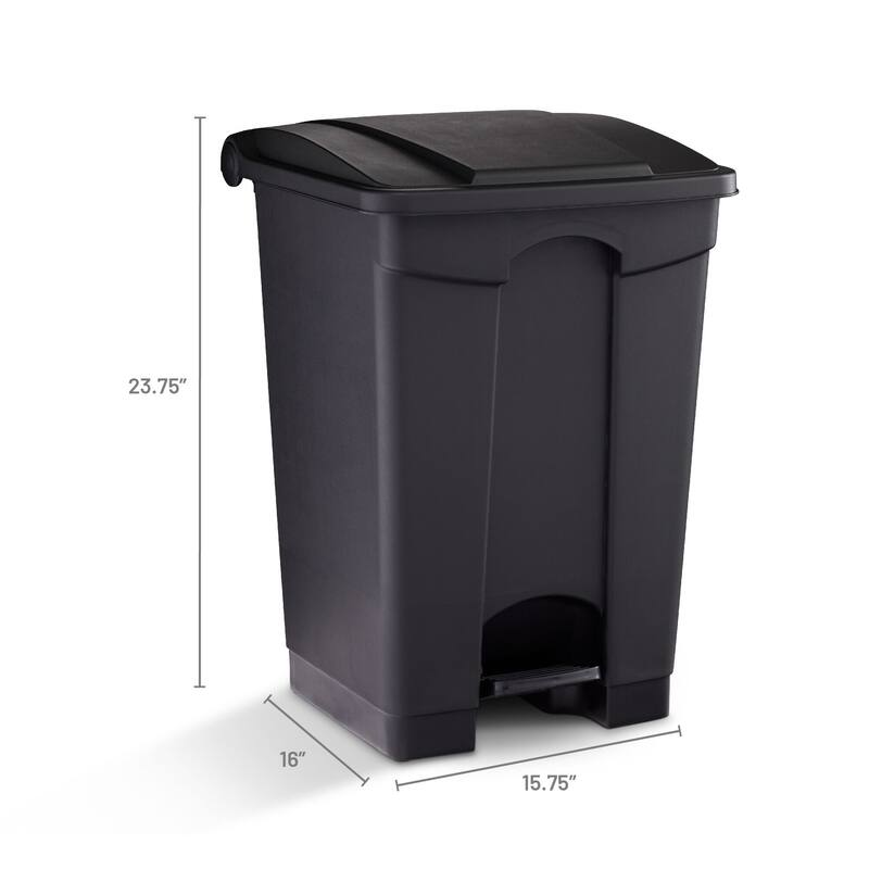 12 Gallon Step-On Trash Can, Durable Plastic Garbage Can