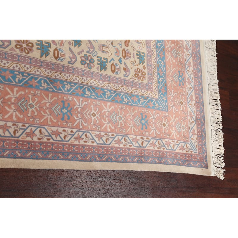 Large Vegetable Dye Art Deco Oriental Area Rug Handmade Wool Carpet - 9'11" x 14'3"