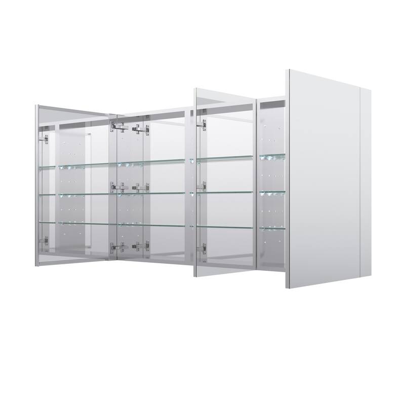 52''/56''W X 30''H Recessed Or Surface Wall Mount Bathroom Medicine Cabinet With Adjustable Glass Shelves