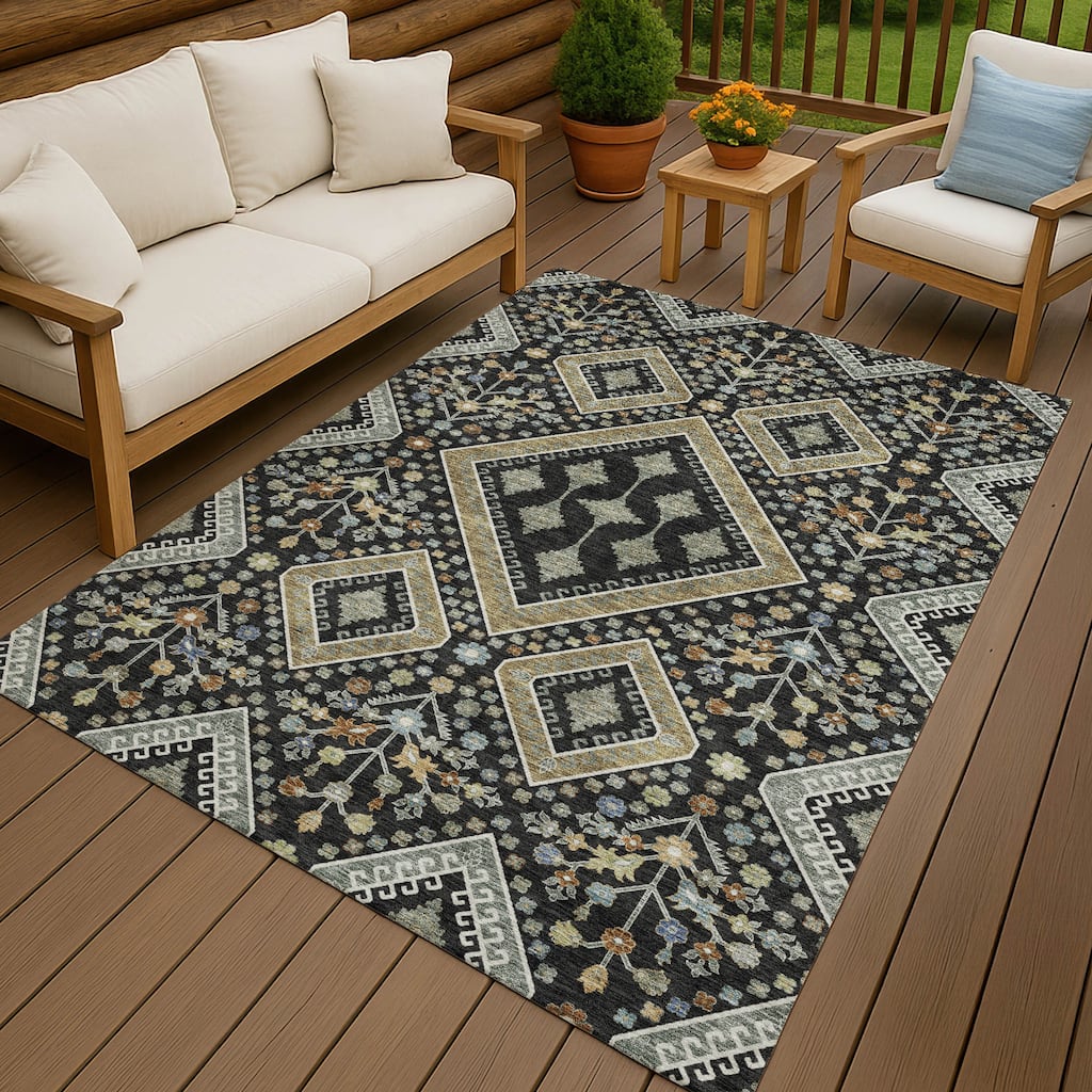 Machine Washable Indoor/ Outdoor Boho Milli Chantille Rug
