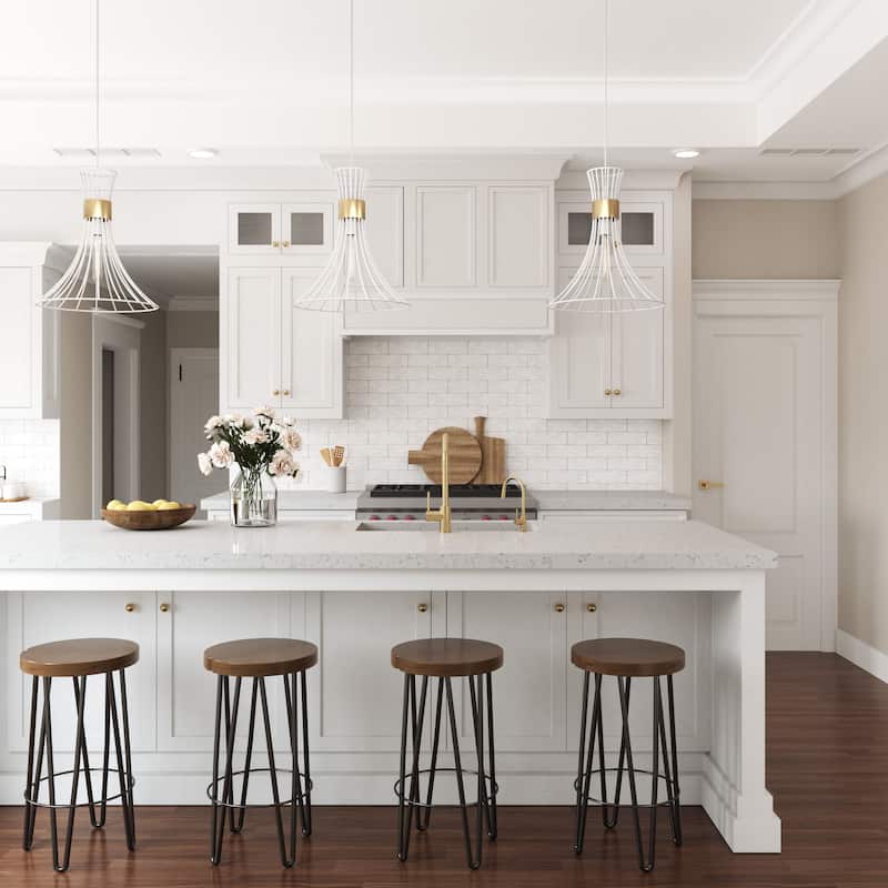 Brio Lighting Zenith White & Gold 1 Light Pendant Light